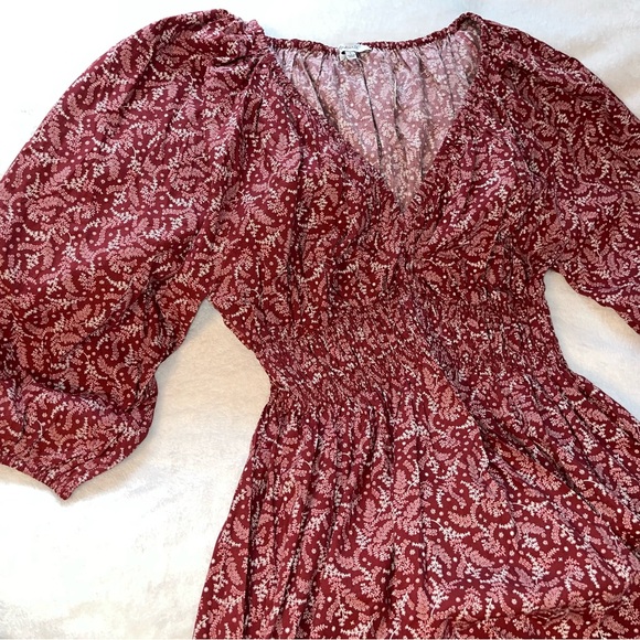Madewell Red Paisley Floral Puff Sleeve Dress sz S NWT! - Picture 6 of 11